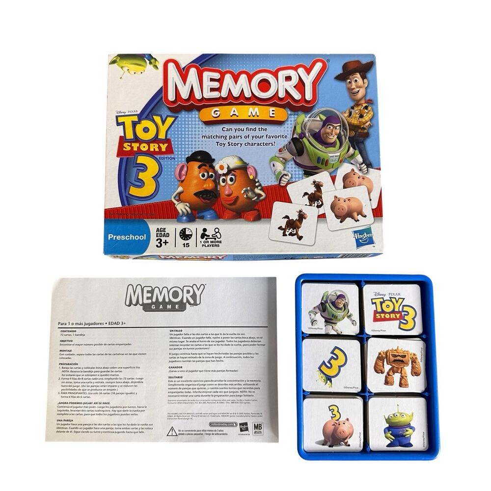 Toy Story 3 Memory Game Complete Ages 3+ 15min Game Preschool 1-5 Players